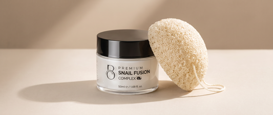 Boudoir Glow Set - Premium Snail Fusion Complex jar with konjac sponge