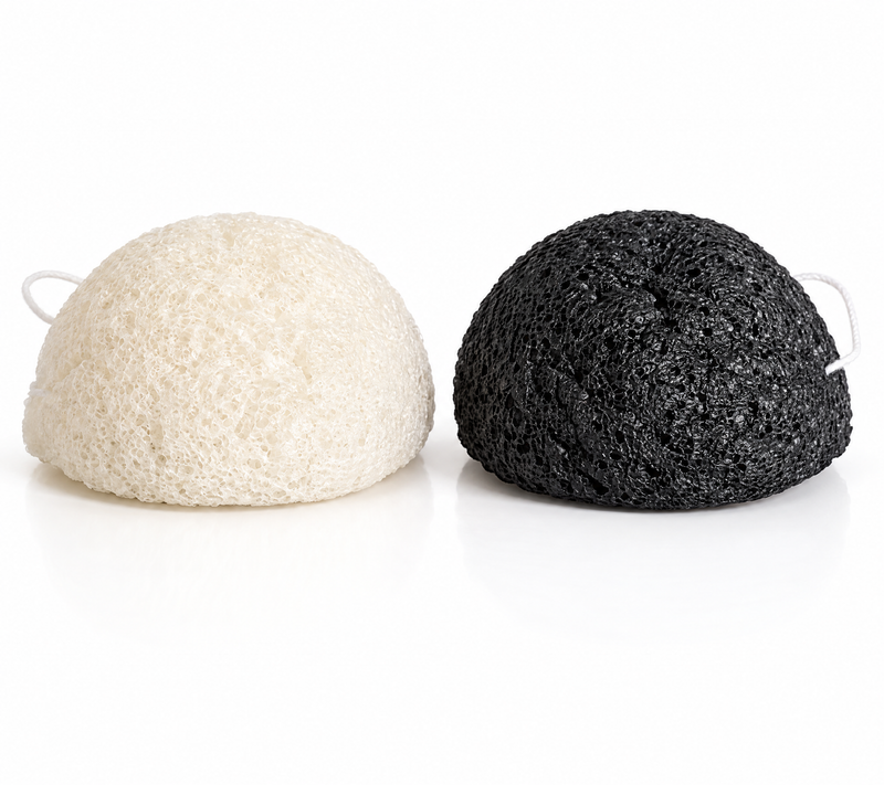 Natural Konjac Facial Sponge Duo – White & Black