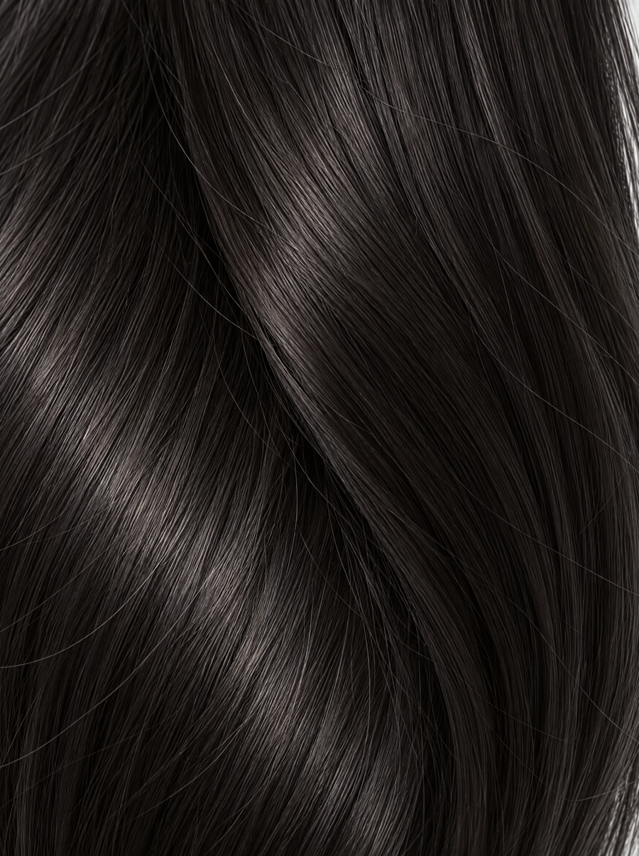 Luna #1B Black — hair texture close-up