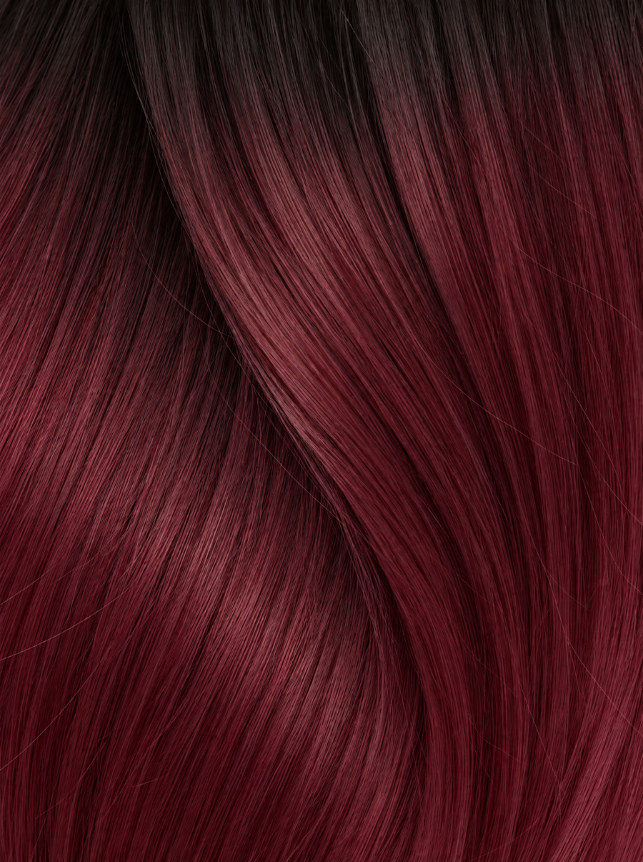 Luna #T1B/BUG Brown Burgundy Highlights — hair texture close-up