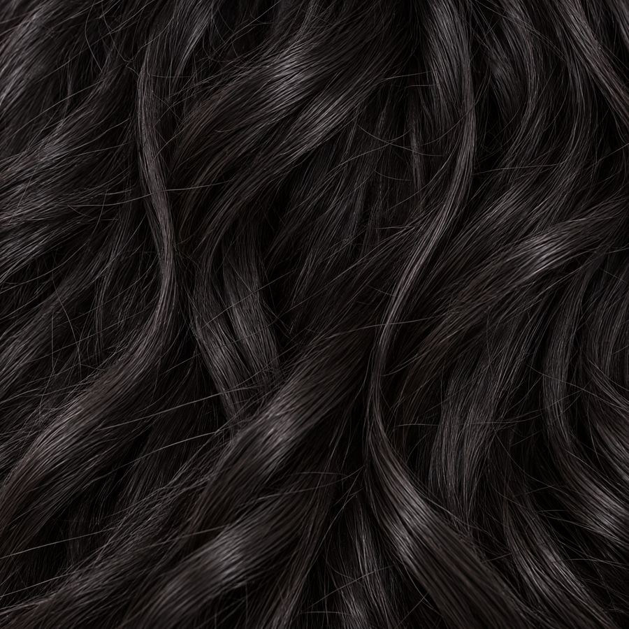 Mermaid #1B Black — hair texture close-up