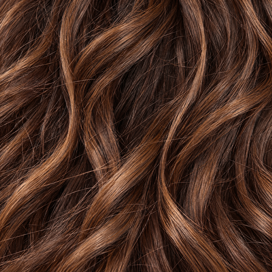 Mermaid #T1B/30 Dark Brown Golden Highlights — hair texture close-up