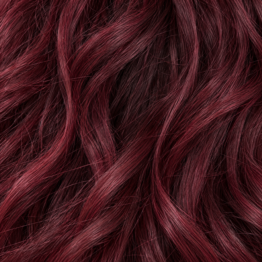 Mermaid #T1B/BUG Brown Burgundy Highlights — hair texture close-up