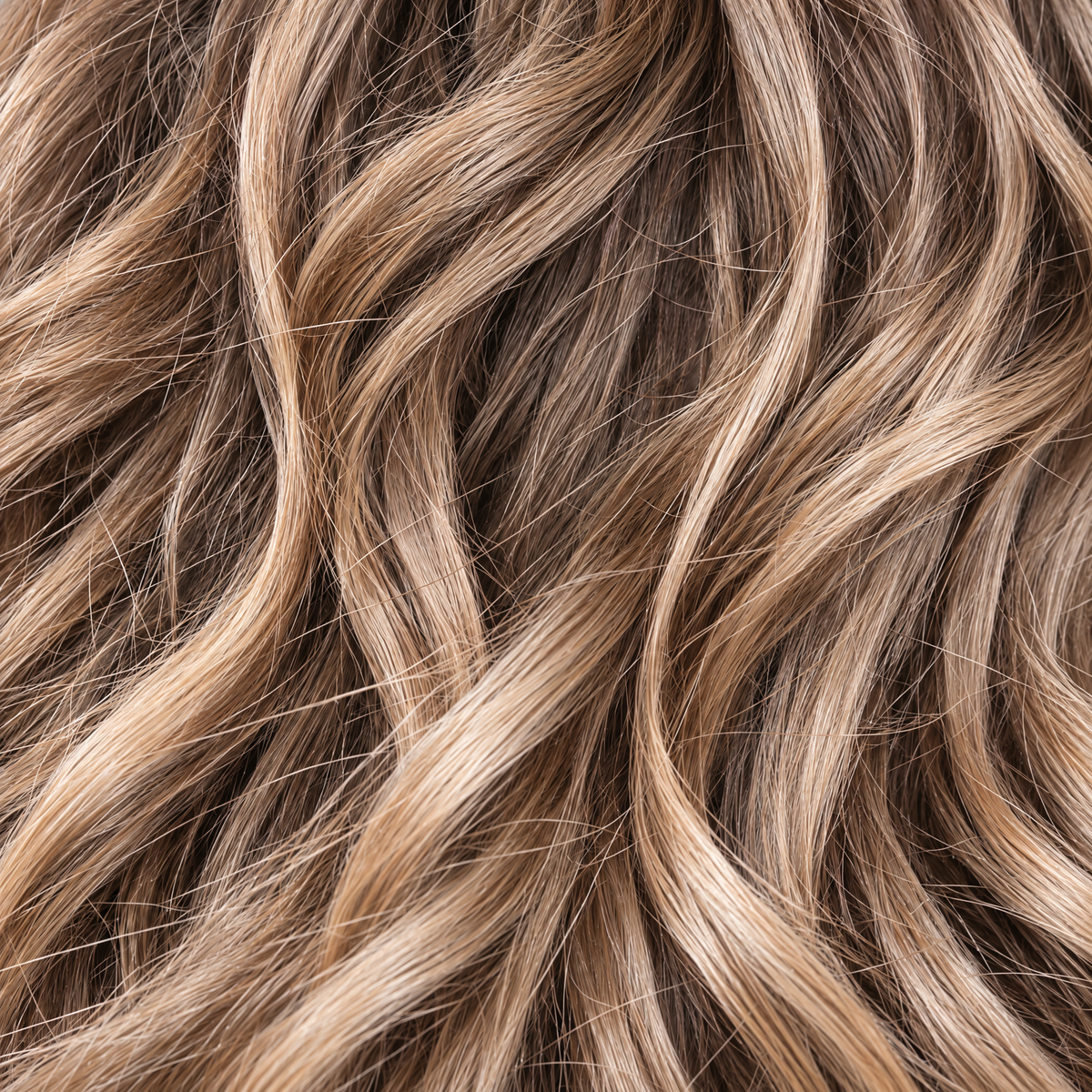 Mermaid #T2/27/613 Dark Brown Light & Honey Blonde Highlights — hair texture close-up